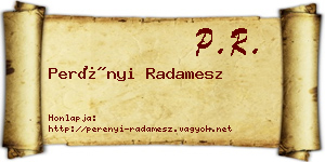 Perényi Radamesz névjegykártya